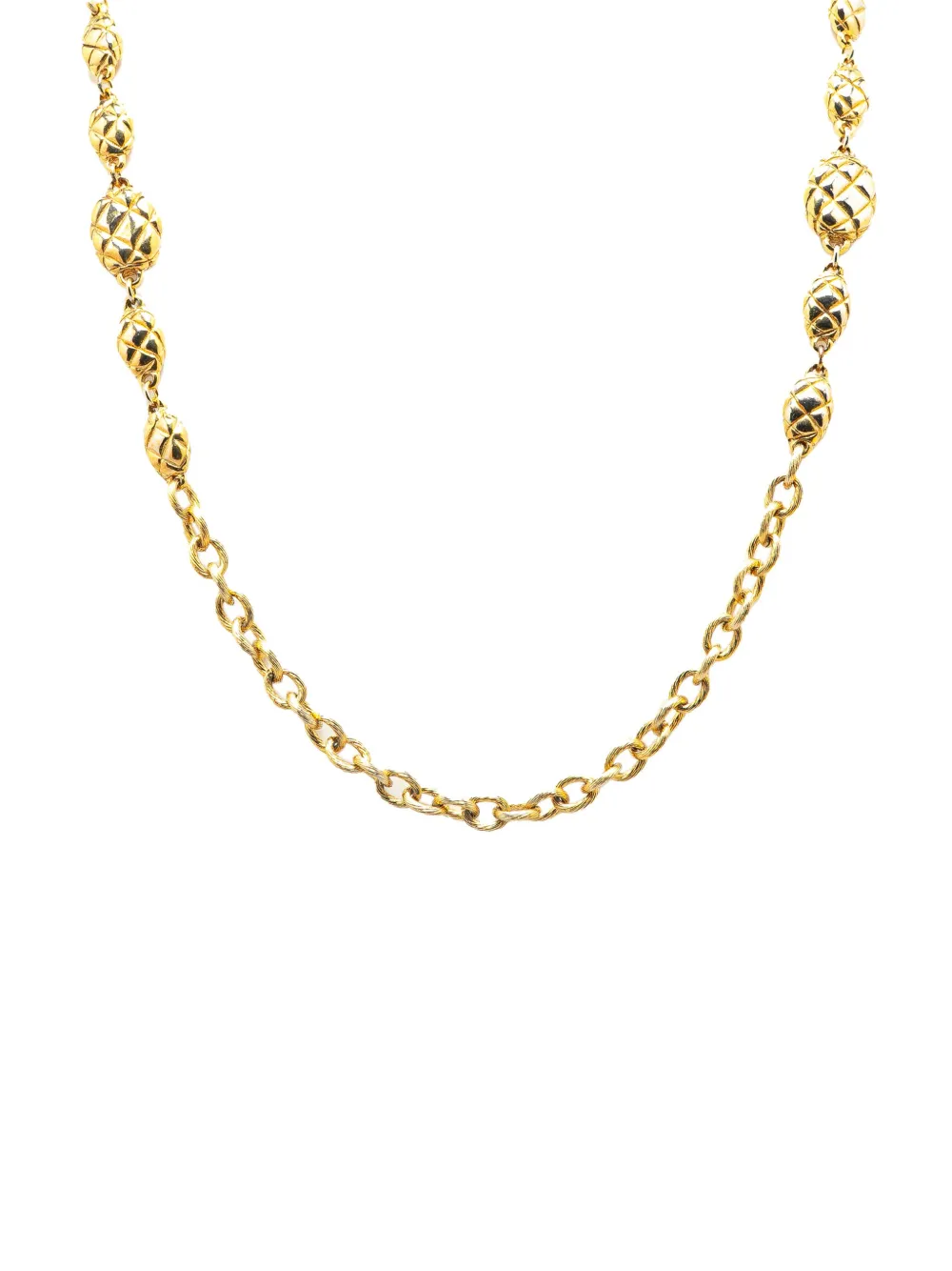 CHANEL Pre-Owned 1970-1980 Gold Plated Quilted Oval Medallion Station CHANEL Pre-Owned 1970-1980 Gold Plated Quilted Oval Medallion Station
