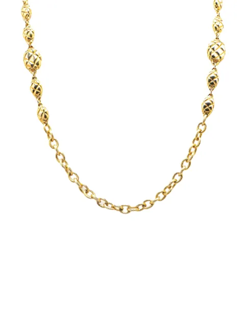 CHANEL Pre-Owned collar de cadena Oval Medallion Station bañado en oro capitonado con eslabones 1970-1980