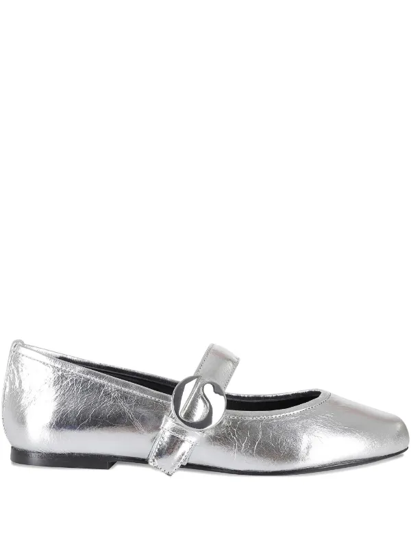 Coperni Leather Ballet Flats in Silver