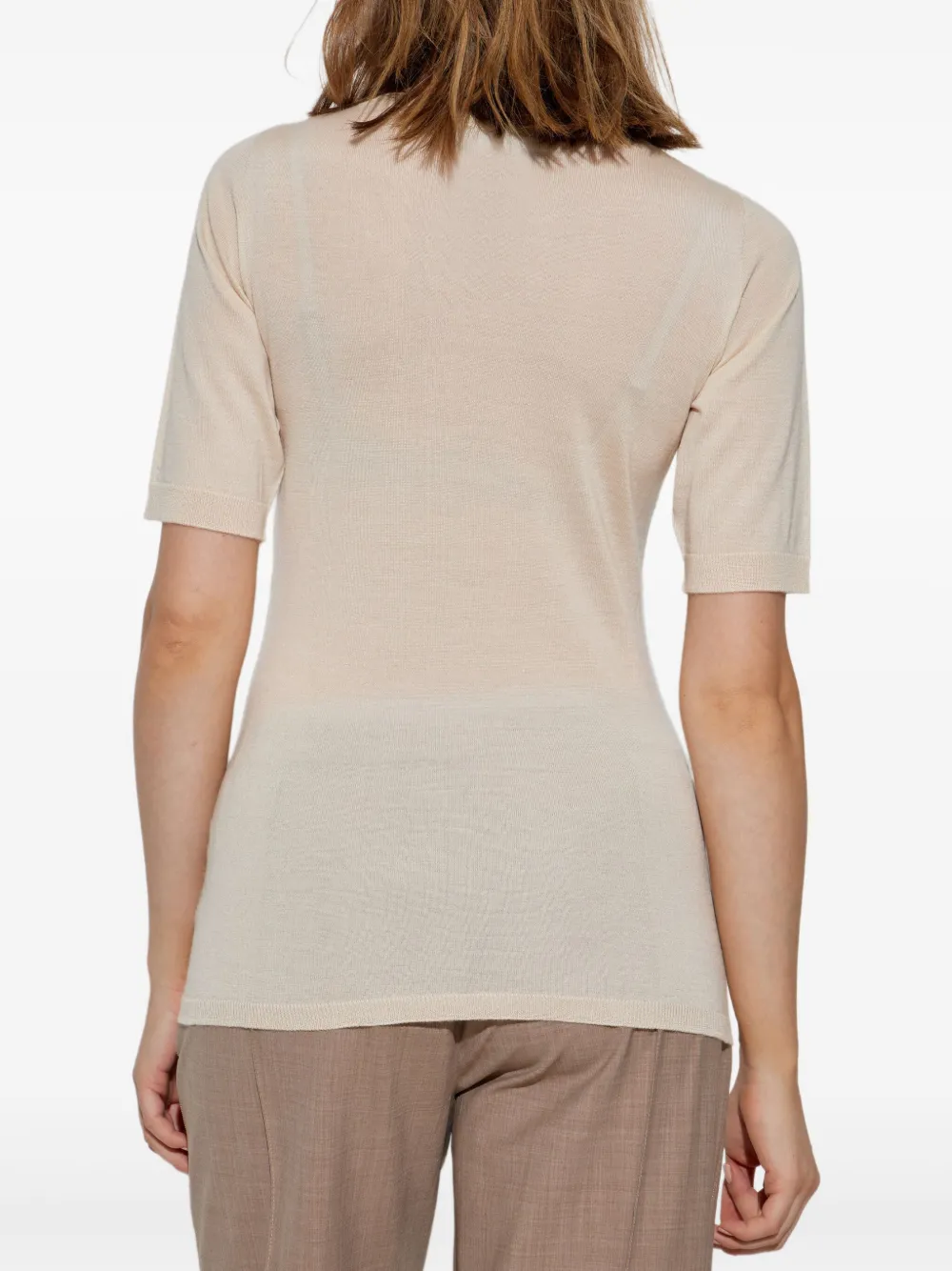 Fabiana Filippi Fijngebreid T-shirt Beige