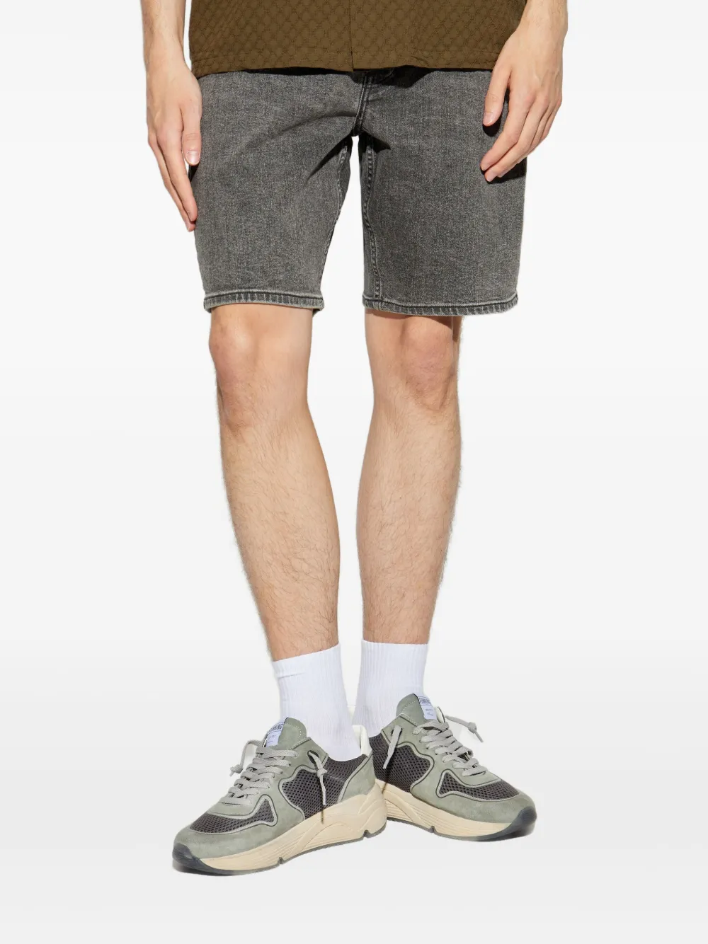 AllSaints Denim shorts met stiksel Grijs