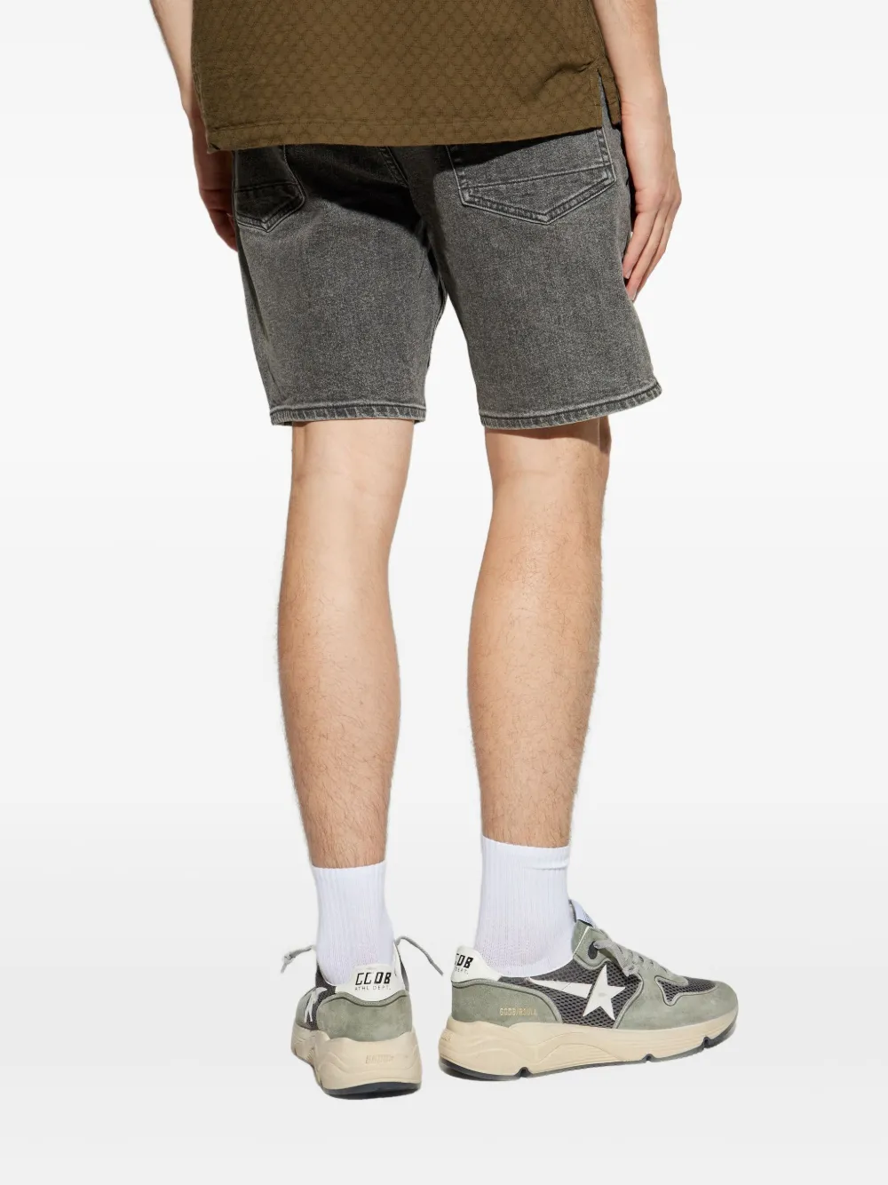 AllSaints Denim shorts met stiksel Grijs