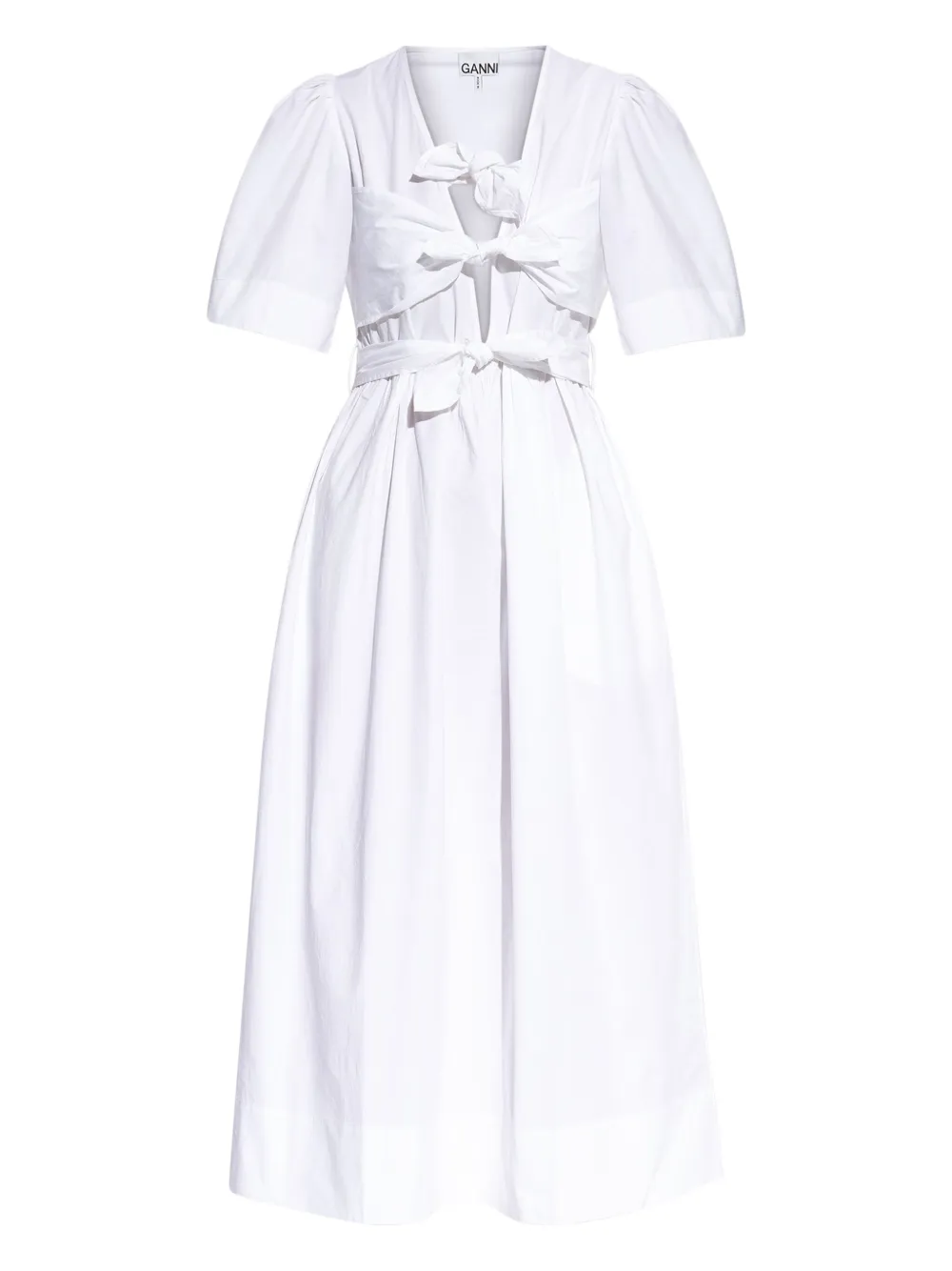 GANNI robe mi-longue en popeline | blanc | Image 1