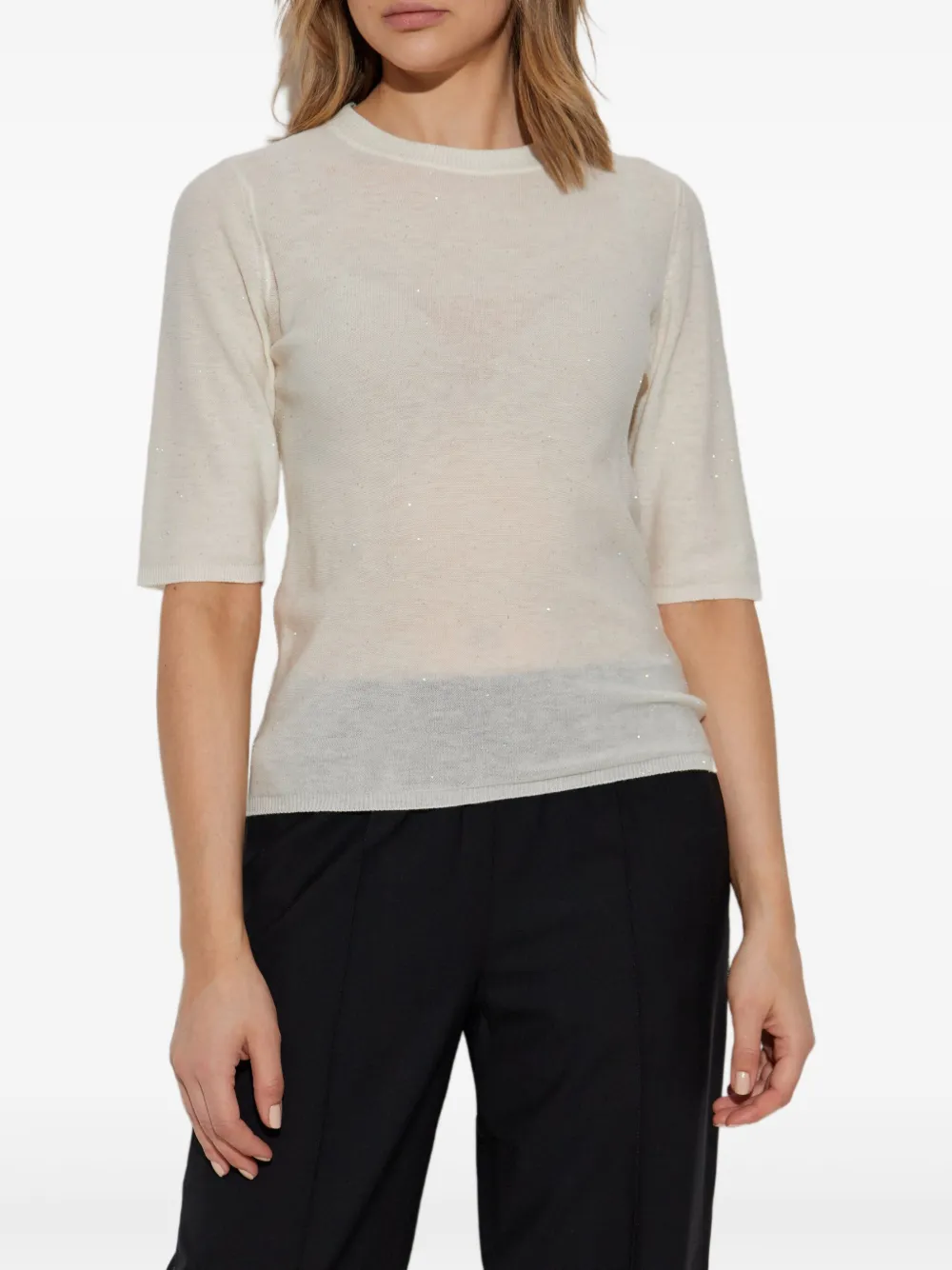Fabiana Filippi T-shirt met pailletten Beige
