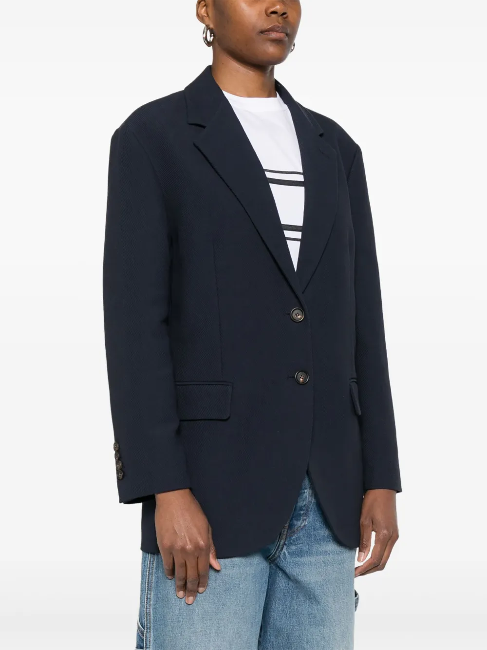 Brunello Cucinelli Blazer met enkele rij knopen Blauw