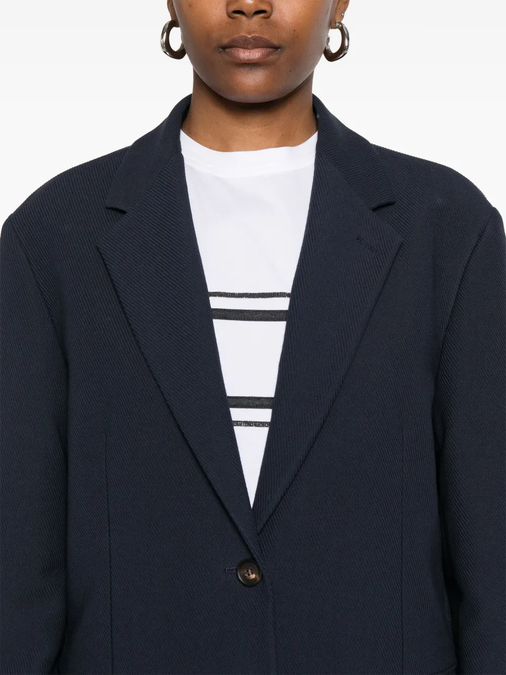Brunello Cucinelli Blazer met enkele rij knopen Blauw
