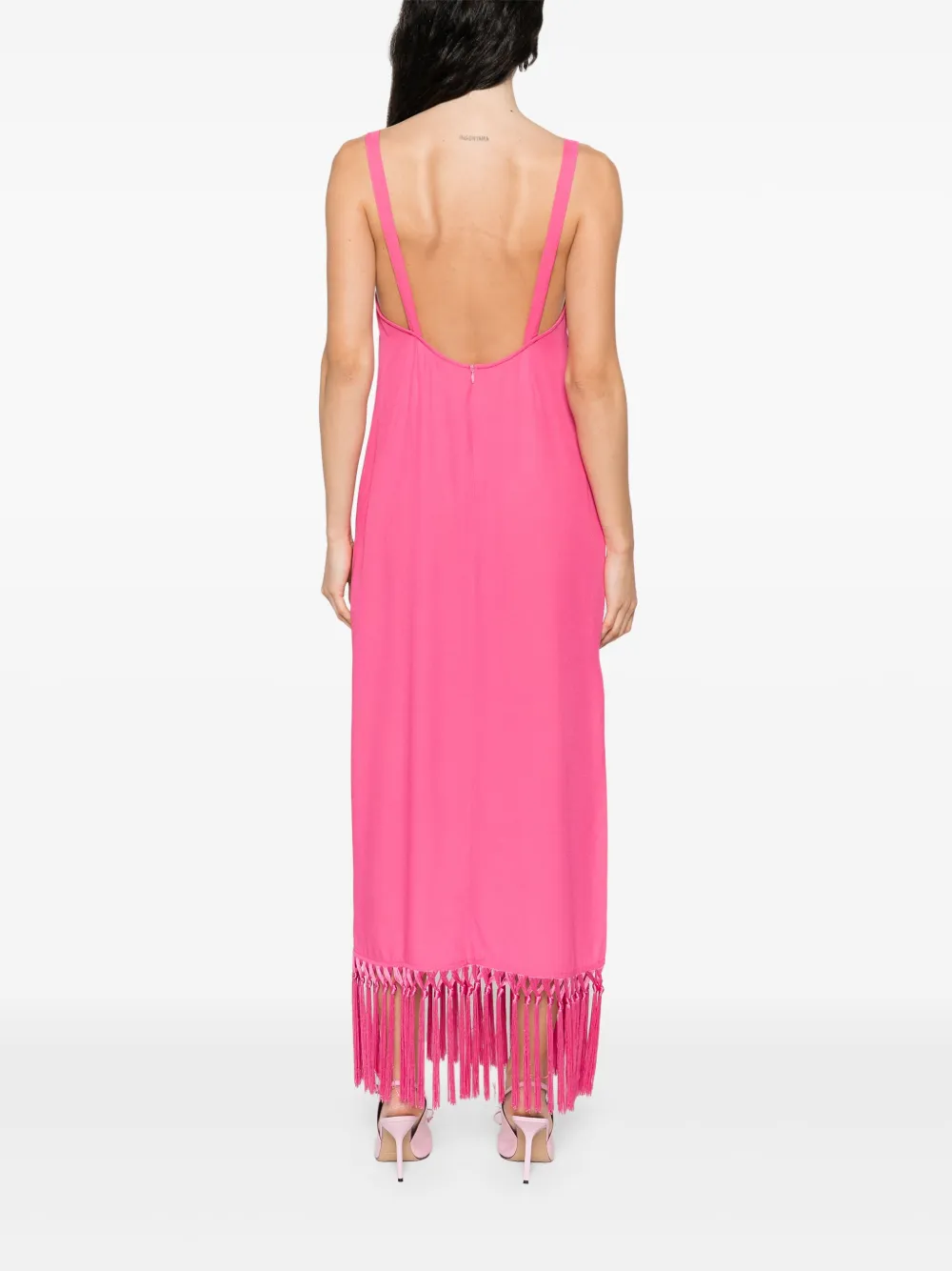 Taller Marmo Maxi-jurk met franje Roze