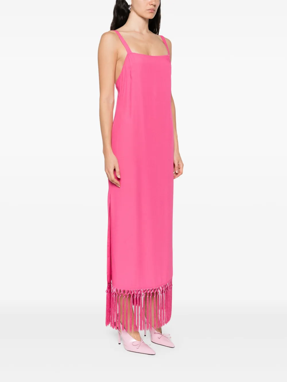 Taller Marmo Maxi-jurk met franje Roze