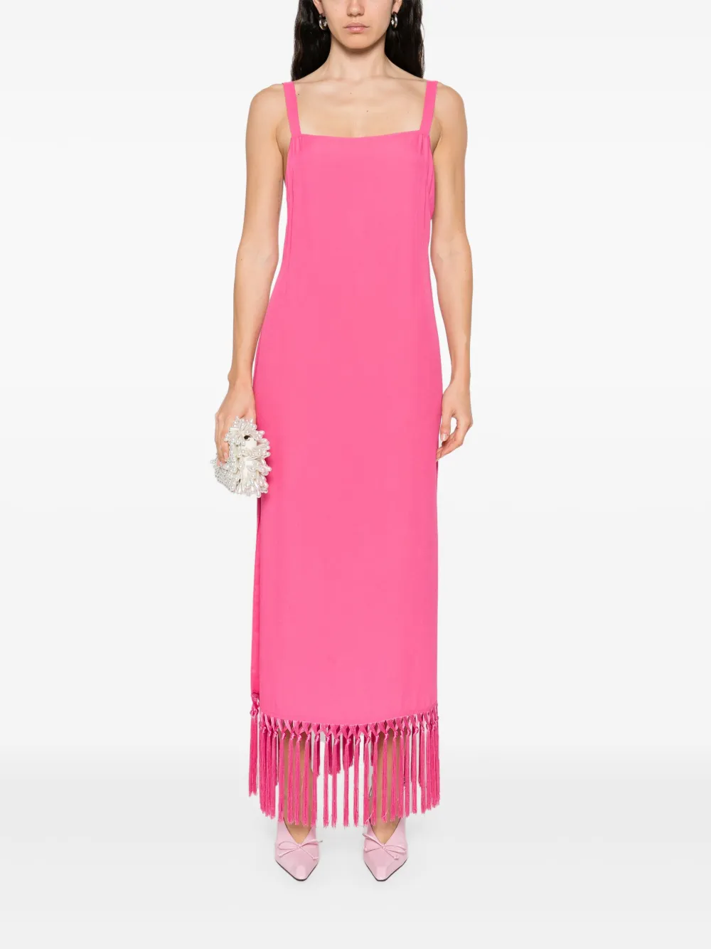 Taller Marmo fringed-hem maxi dress - Roze