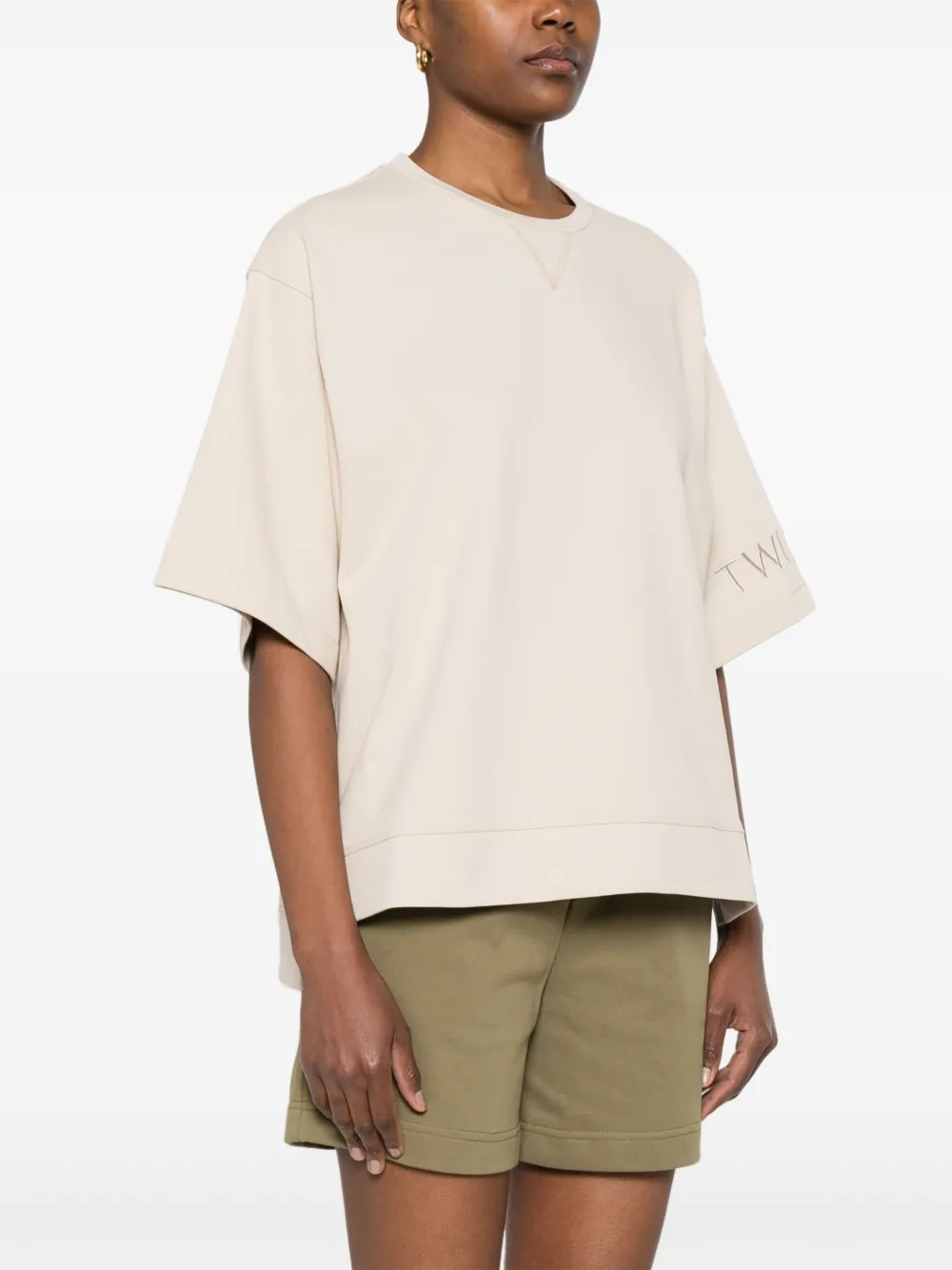 TWINSET T-shirt met geborduurd logo Beige