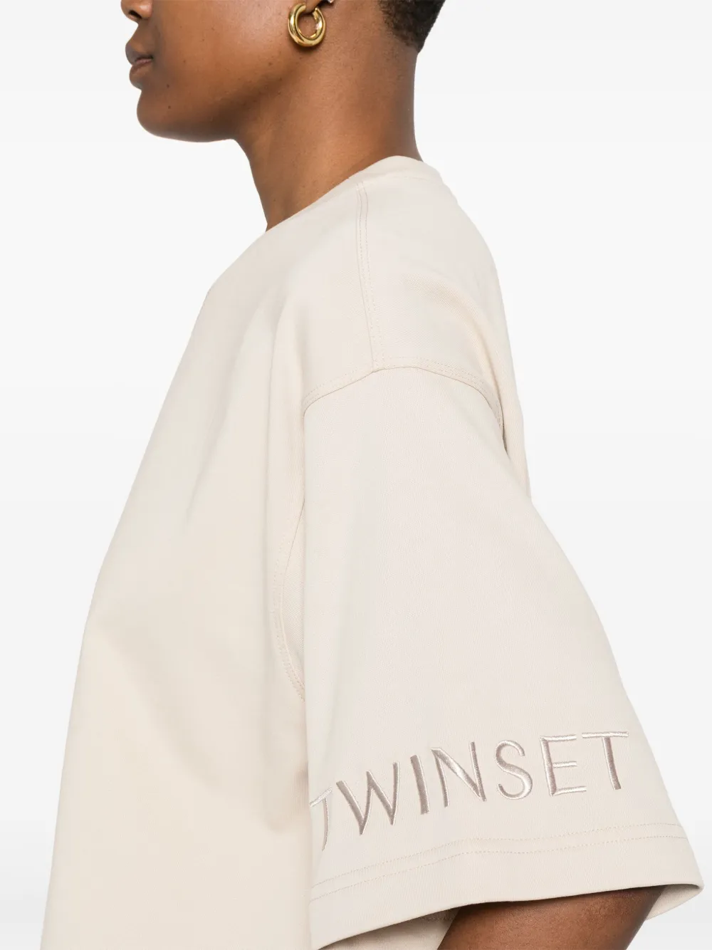 TWINSET T-shirt met geborduurd logo Beige