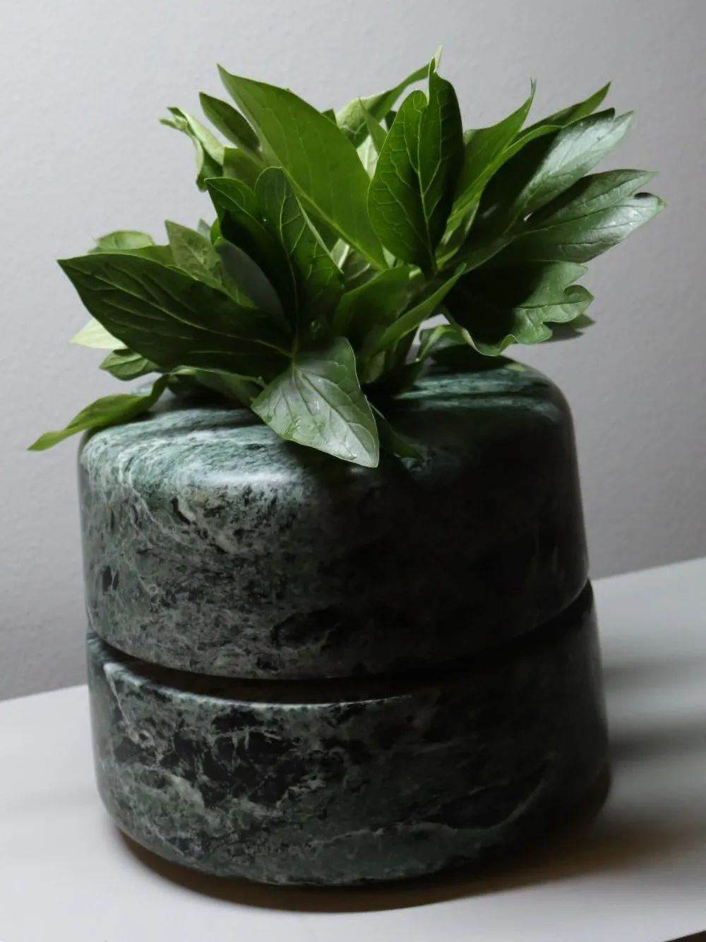 Editions Milano small Atlantico marble vase (24.7cm x 20cm) - Groen