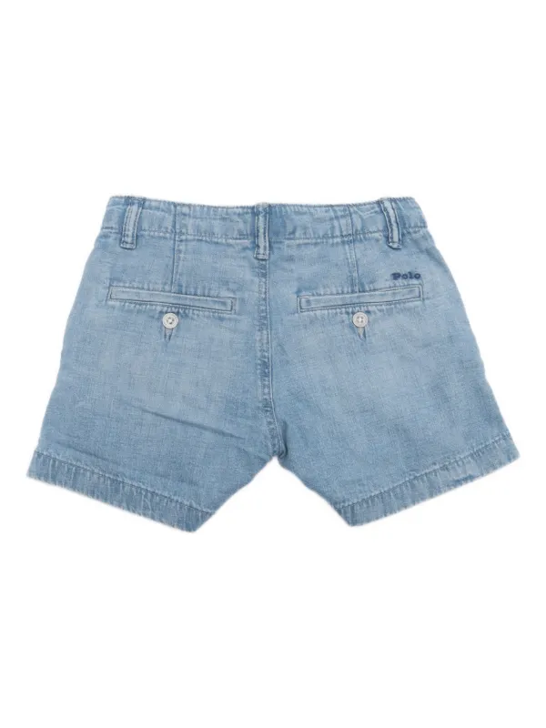 POLO RALPH LAUREN KIDS Polo Pony Washed Denim Shorts Blue