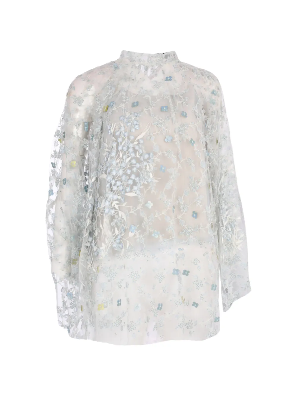 Biyan Sehati beaded embroidered light-blue blouse - Bianco