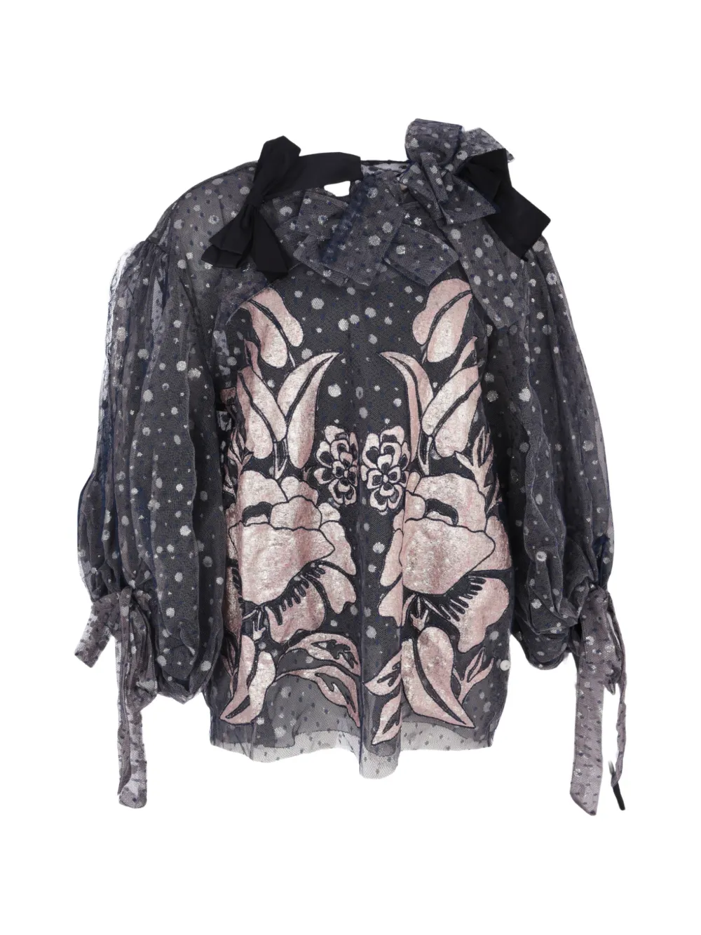 Biyan gathered-sleeve double layer blouse - Blu