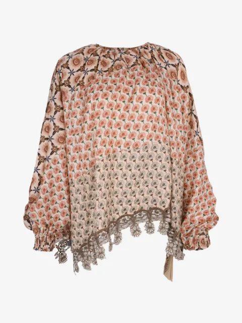 Biyan embroidered-hemline print blouse