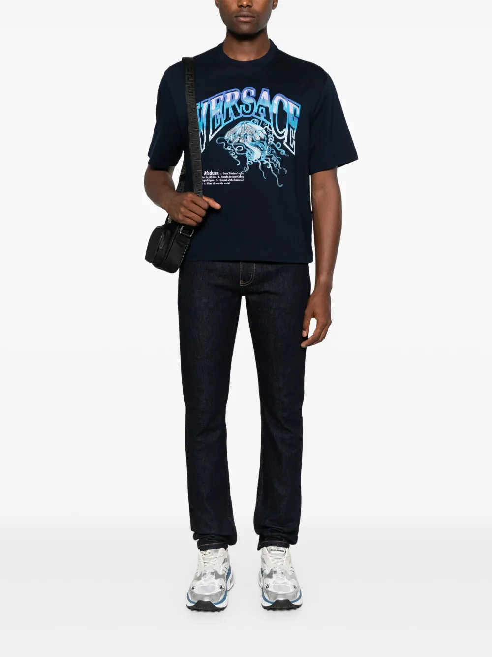 Versace logo-print T-shirt - Blauw