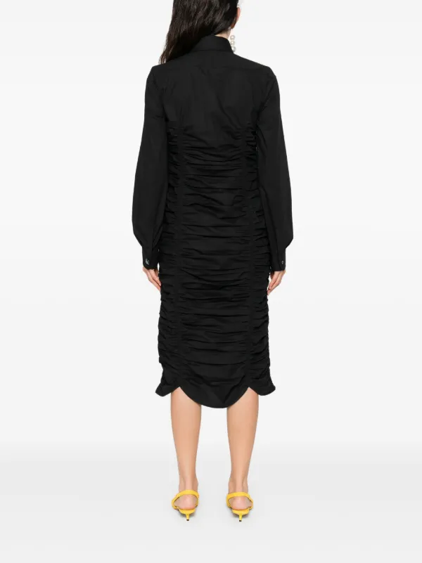 black ruched shirt dress GIANNA BLACK RUCHED SHIRT DRESS – The J. Nicole Collection main image 1