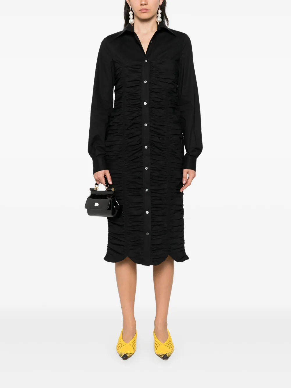 Moschino ruched shirt dress - Zwart
