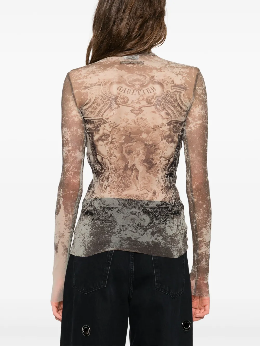 Jean Paul Gaultier Top met mesh Beige