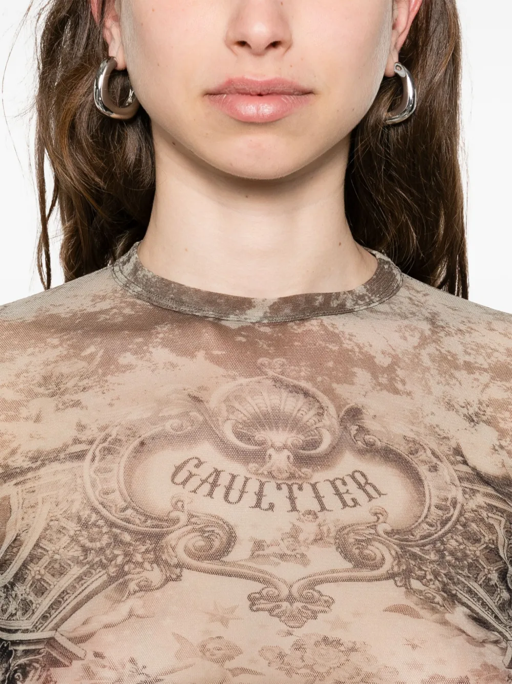 Jean Paul Gaultier Top met mesh Beige