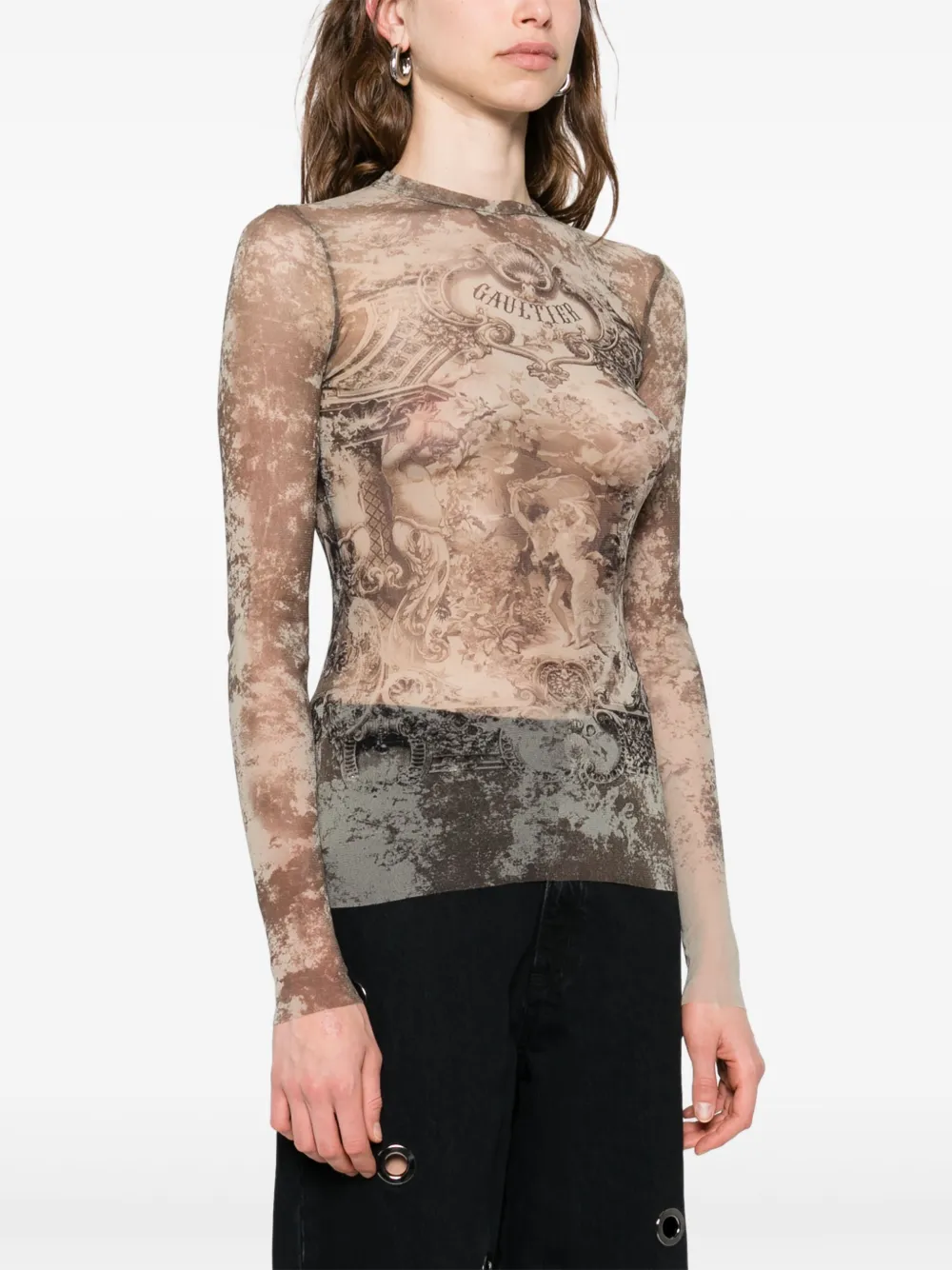 Jean Paul Gaultier Top met mesh Beige