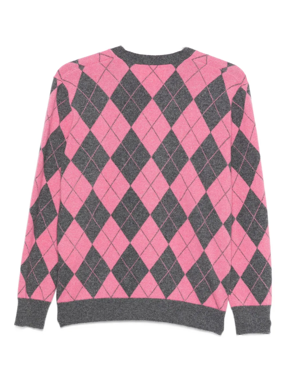 Lisa Yang Argyle Button Cardigan In Gray
