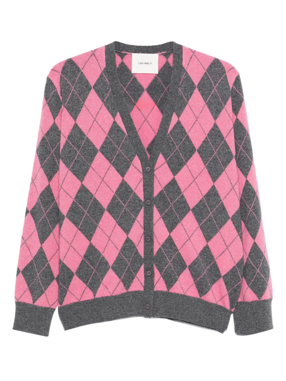 Lisa Yang argyle button cardigan | Grey | Image 1