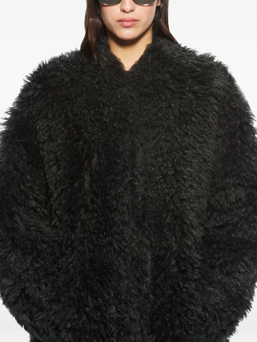 Stand Studio Carolina Long Curly Faux-fur Coat In Black