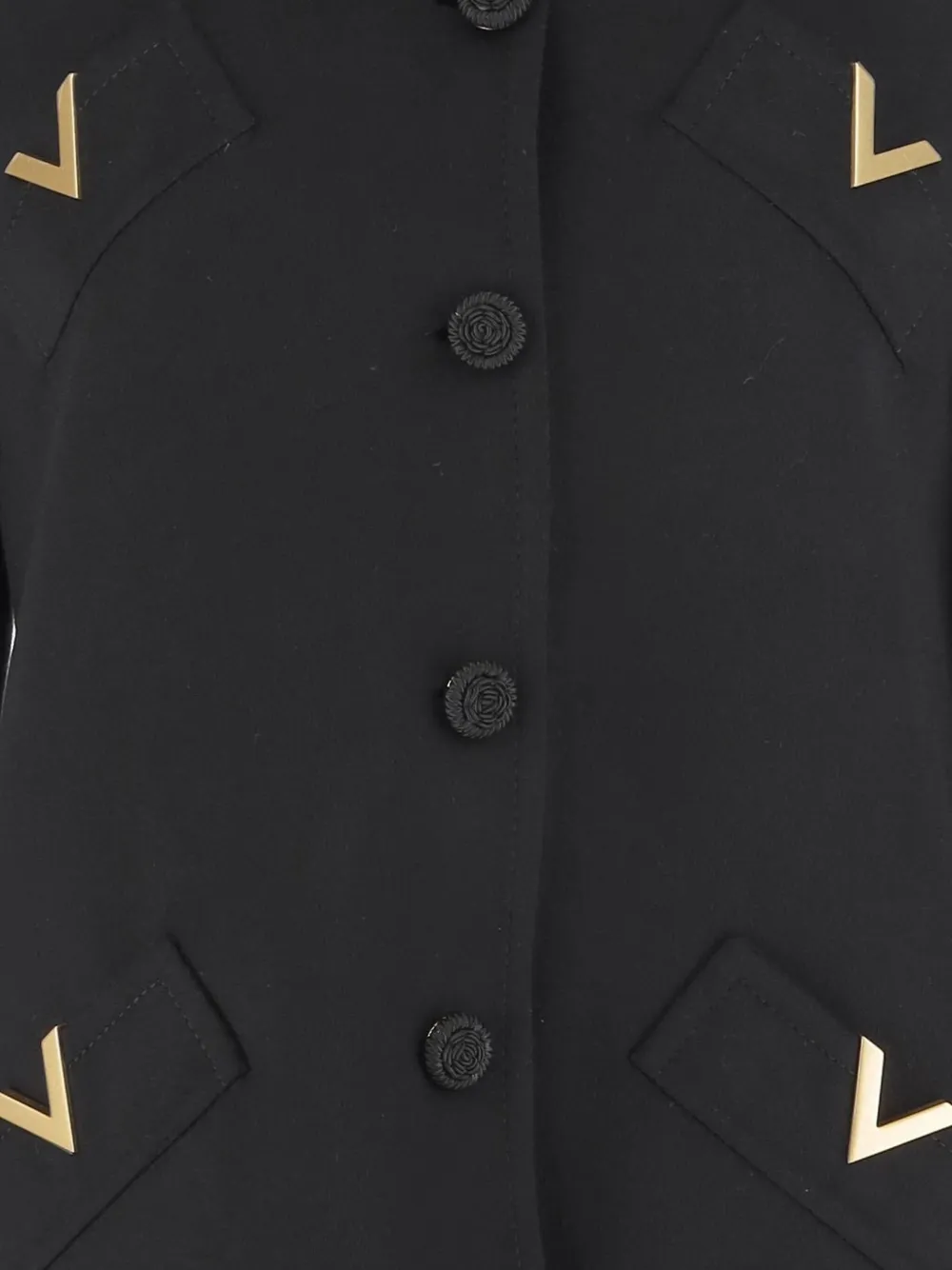Valentino Garavani V-shaped gold-tone button coat Zwart