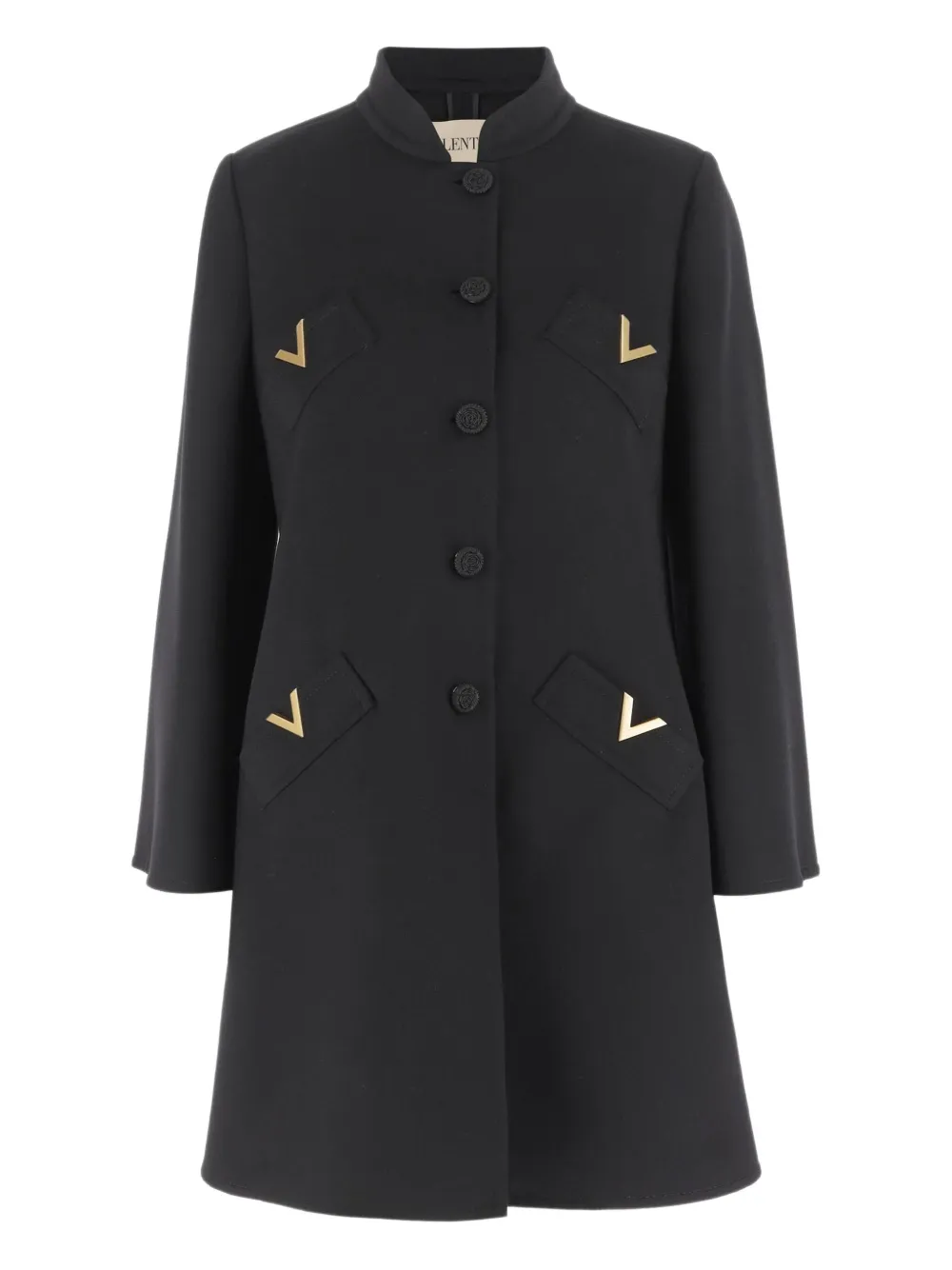 Valentino Garavani V-shaped gold-tone button coat Zwart