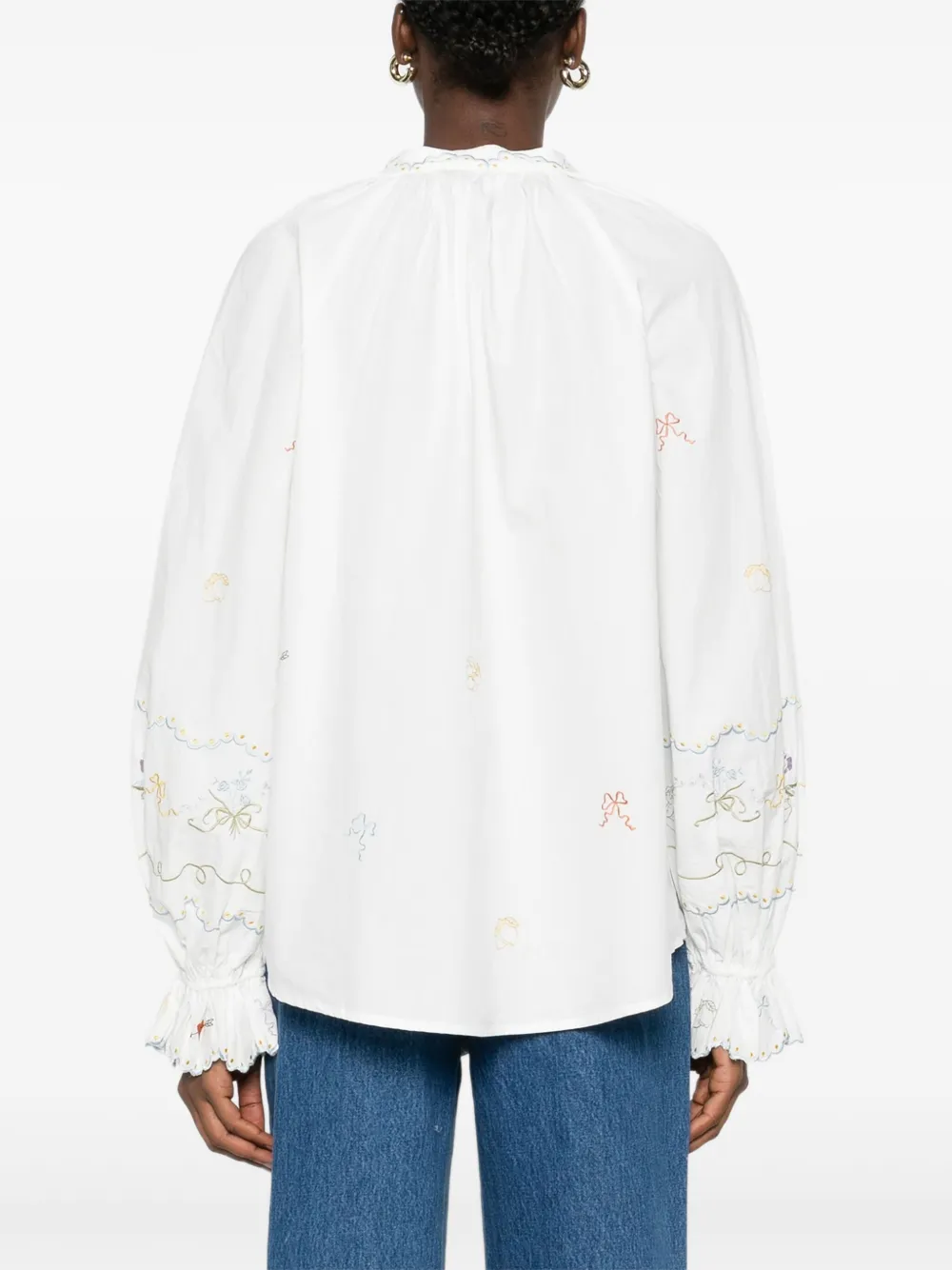 ALEMAIS Top met borduurwerk en ruches Wit