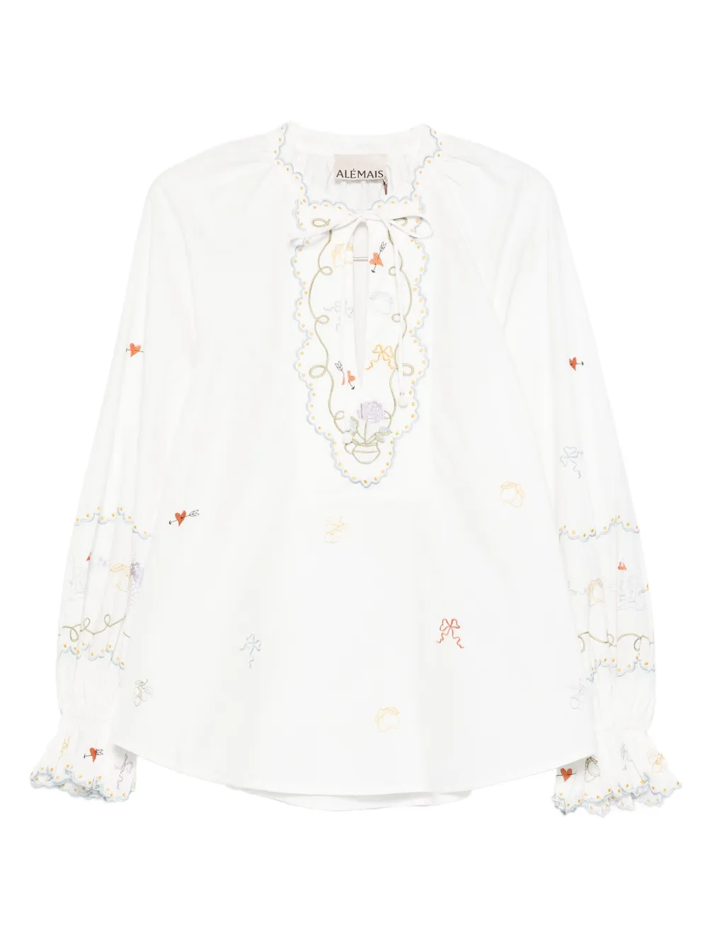 ALEMAIS embroidered ruffled top | White | Image 1