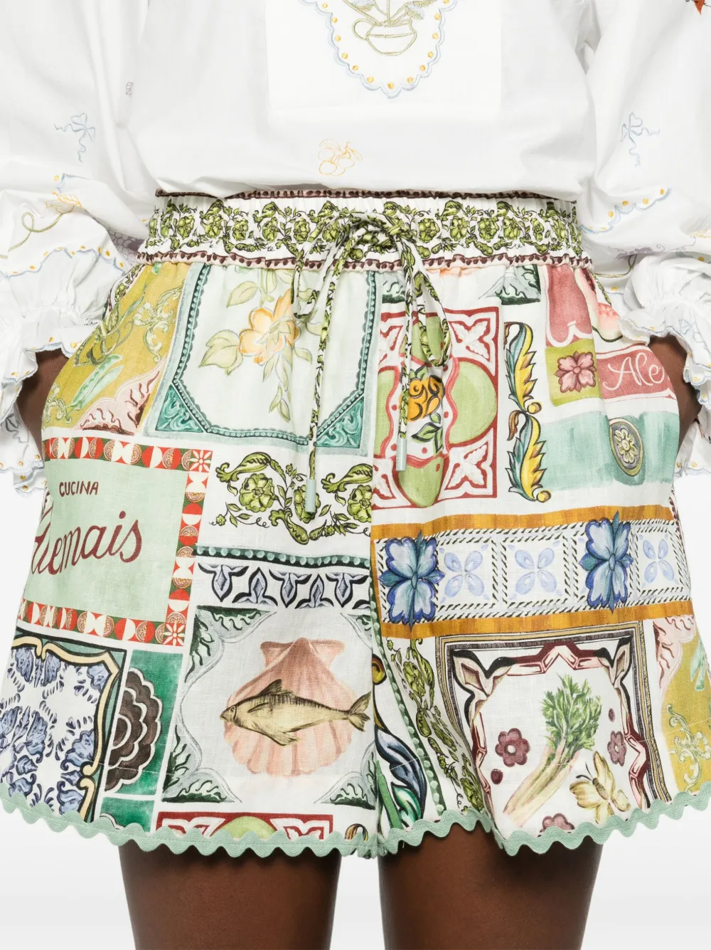 ALEMAIS Gewelfde shorts met print Wit