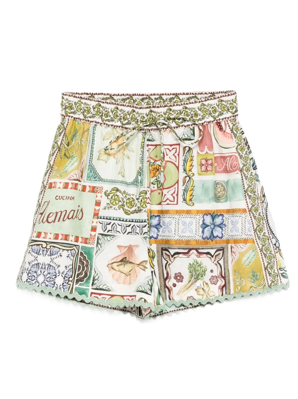 ALEMAIS scalloped printed shorts | White | Image 1