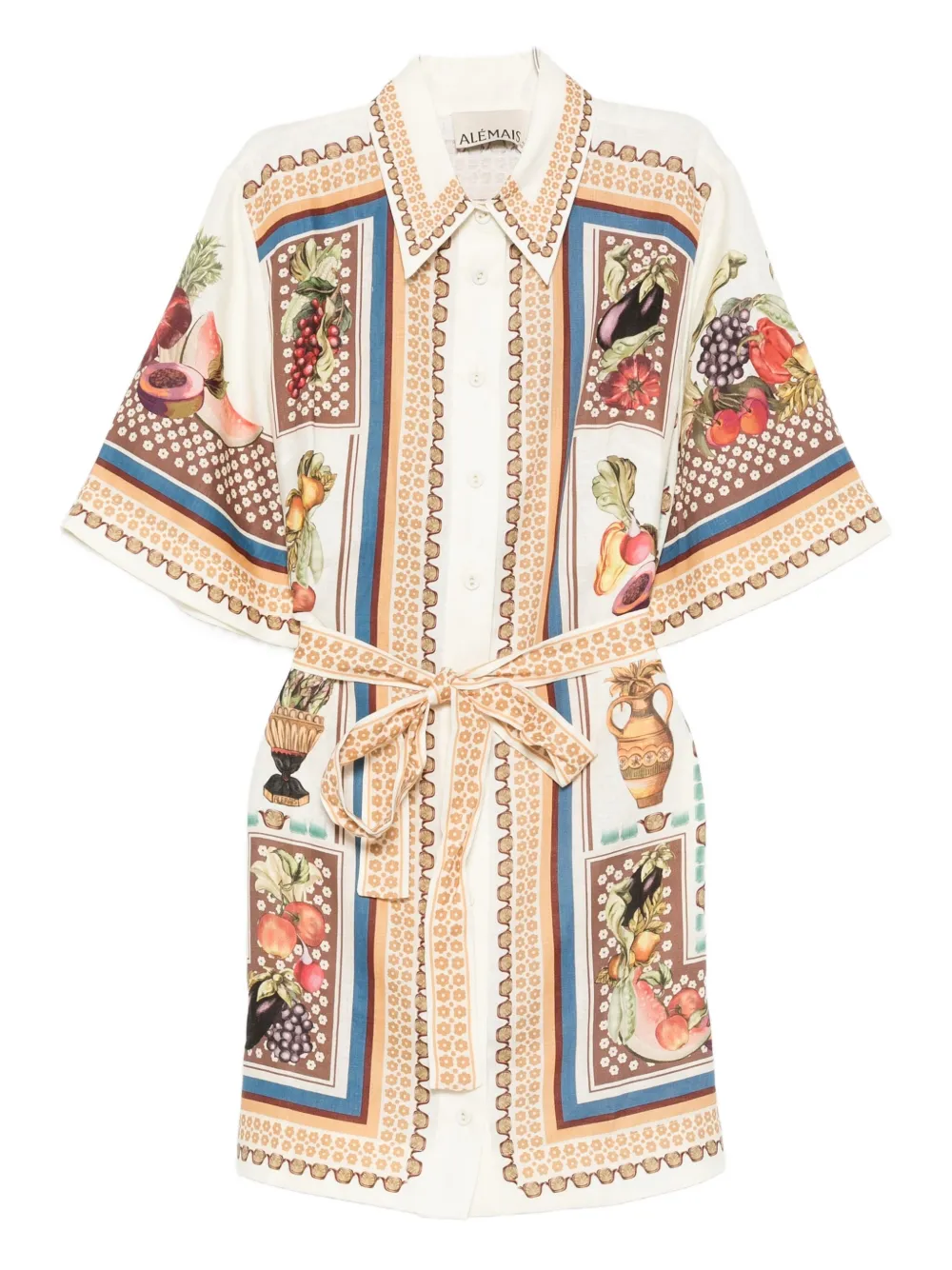 ALEMAIS fruit-print belted shirt dress - Toni neutri
