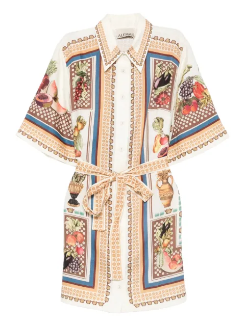 ALEMAIS fruit-print belted shirt dress