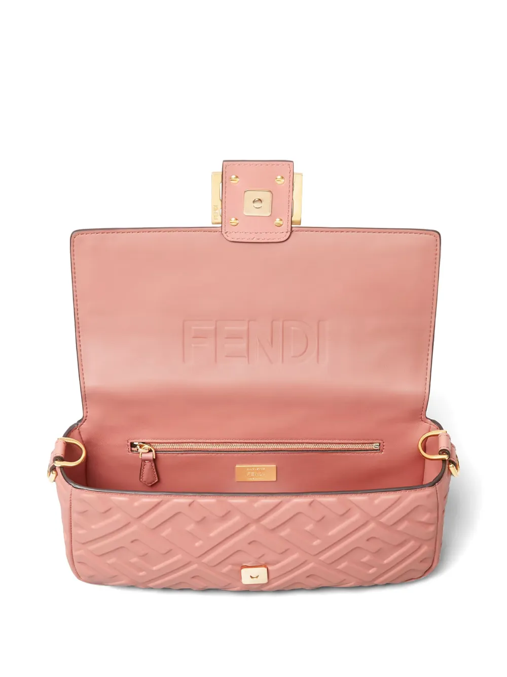 FENDI Medium Baguette gewatteerde schoudertas met FF-logo Roze