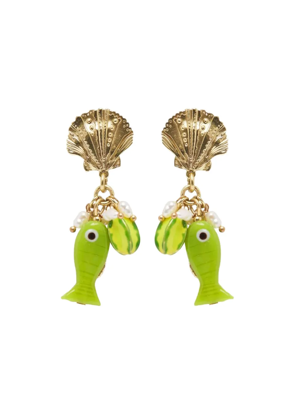 Alemais Shell Fish Bijoux Earrings In Green