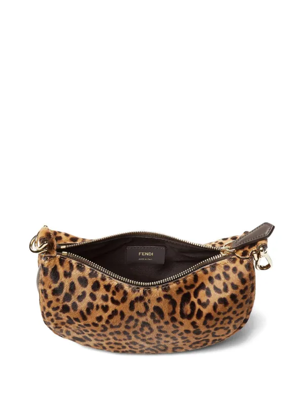 FENDI Mini Fendigraphy Leopard Print Shoulder Bag | Brown