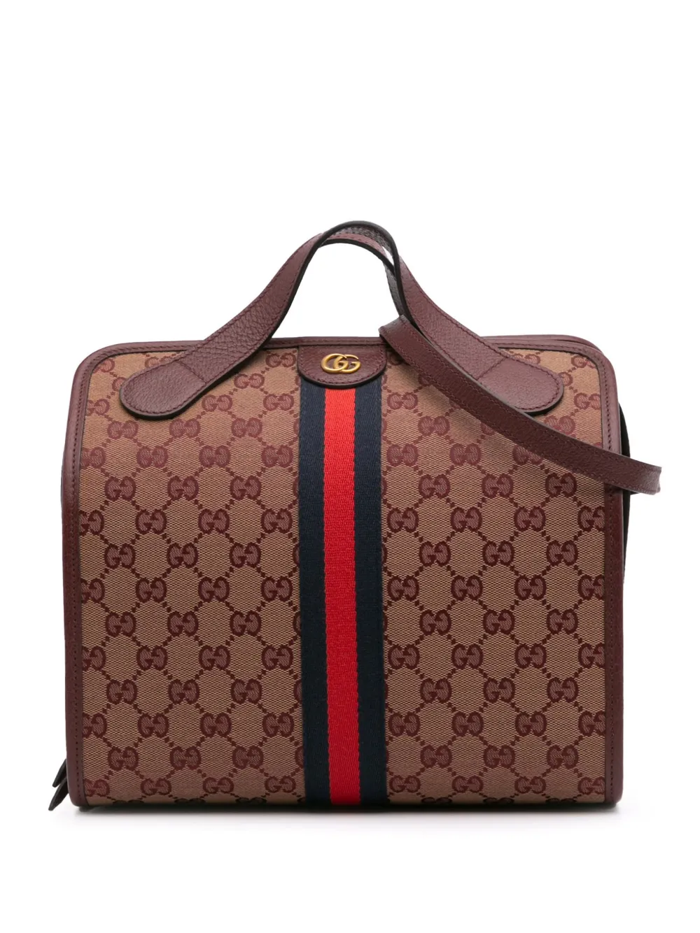 Gucci Pre-Owned 2016-2025 Mini GG Canvas Ophidia Web Duffle Bag satchel | Red | Image 1