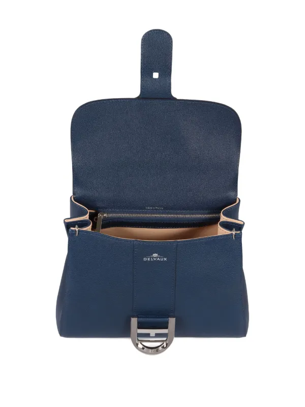 Delvaux Brillant PM Pebbled Leather Flap Bag | Blue | FARFETCH