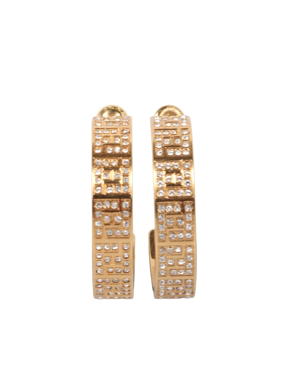 Fendi Ff-embellished Hoop Earrings In Gold