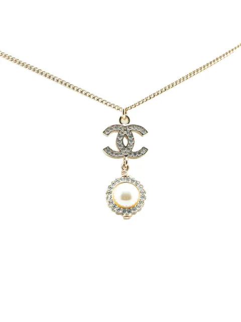 CHANEL Pre-Owned collier à pendentif en plaqué or orné de strass à perles artificielles (2019)