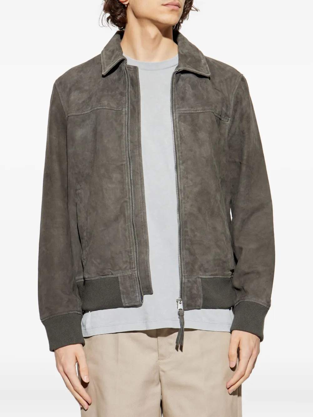 AllSaints Leren jack Grijs