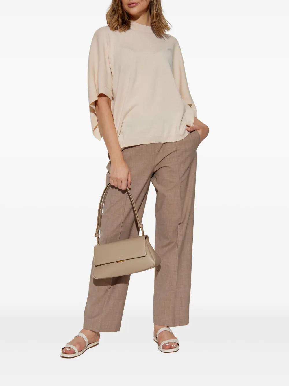 Fabiana Filippi T-shirt van zijdemix Beige