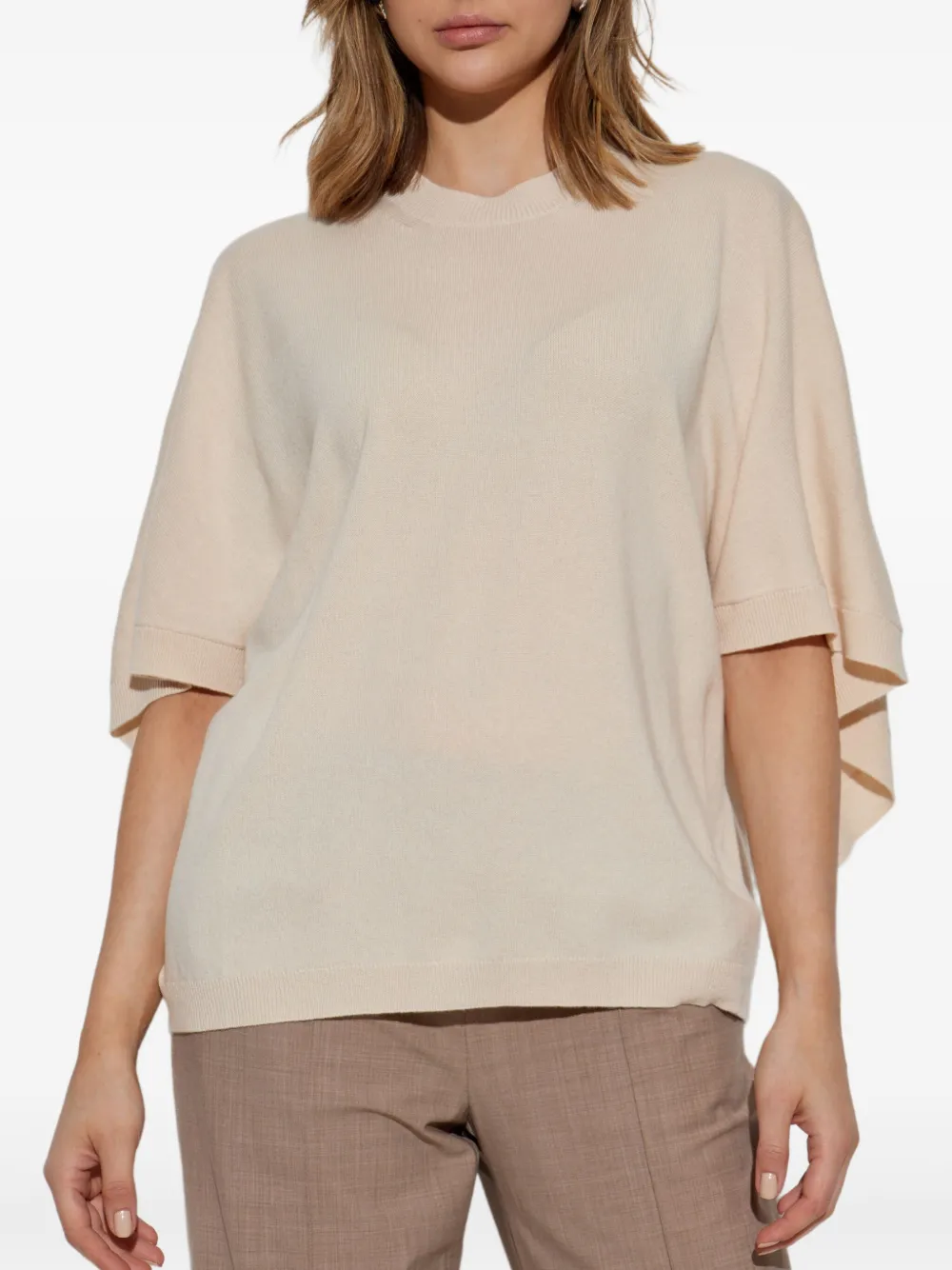 Fabiana Filippi T-shirt van zijdemix Beige