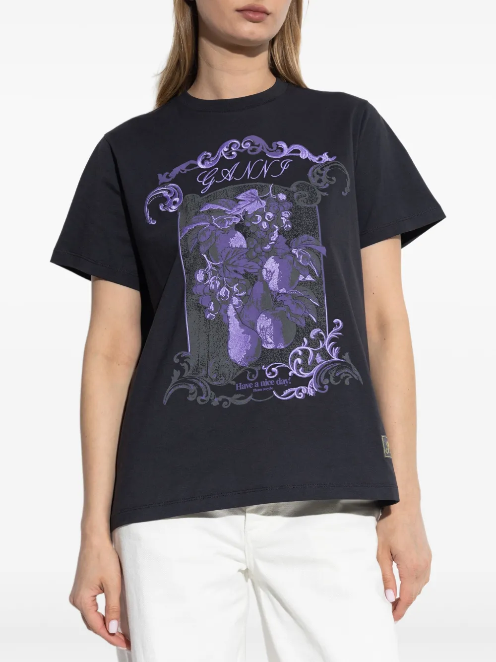 GANNI Katoenen T-shirt Zwart