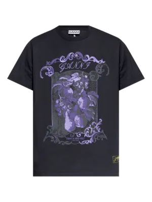 GANNI ブラック Tシャツ 月と星デザイン Ganni ウィメンズ tシャツ | SSENSE 日本