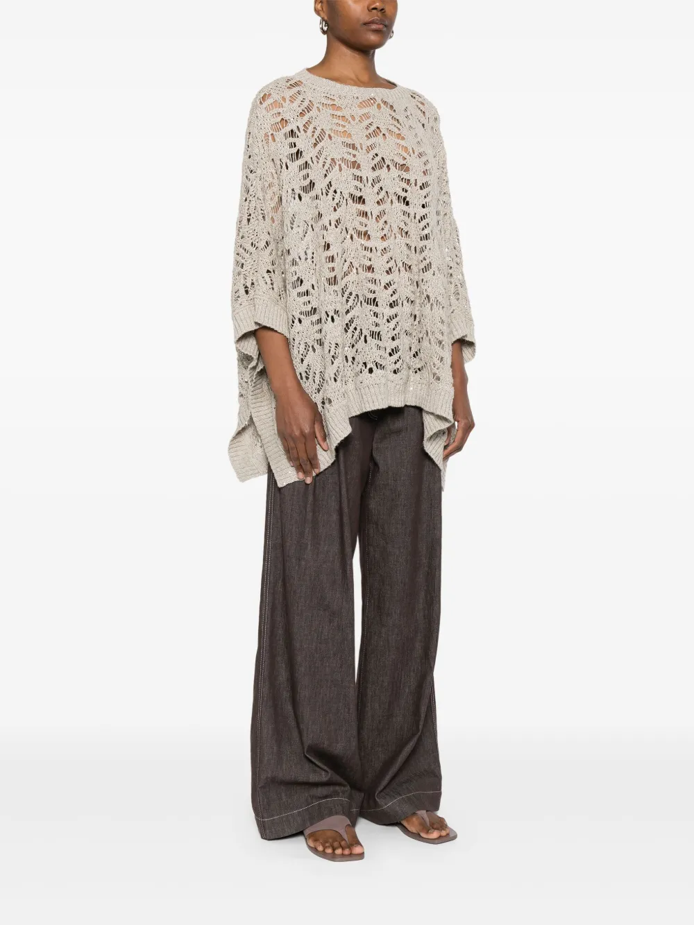 Brunello Cucinelli Top met ronde hals Beige